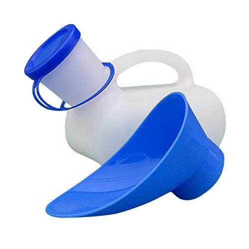 Portable Unisex Urinal Bottle with Lid, 1000 ml Portable Unisex Urinal Bottle for Female Men, Plastic PE Material Urinal Toilet Emergency Male Female